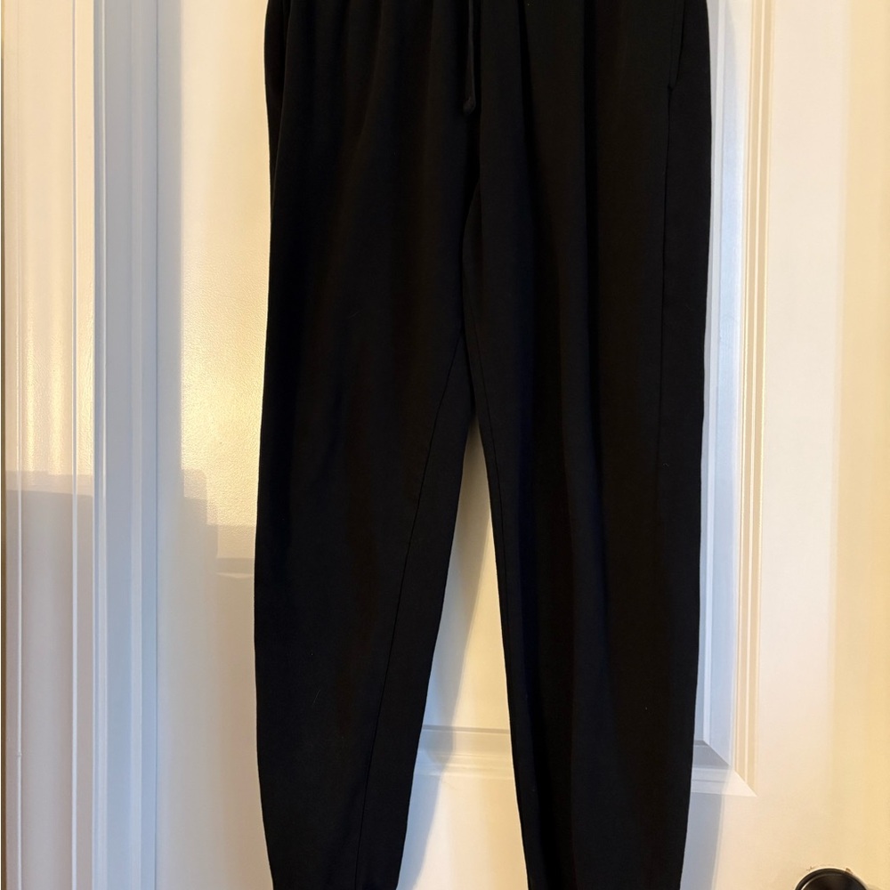 H&M Men's Small Black Jogger Pants Regular Fit Size Adjustable Waist Tapered Leg